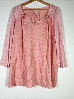 Escada Sport Blush Pink Linen Blend Top blouse,size 46,XL,quiet luxury,travel